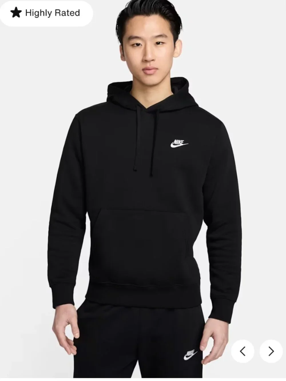 Nike Black Hoodie with White Swoosh Chest Logo
